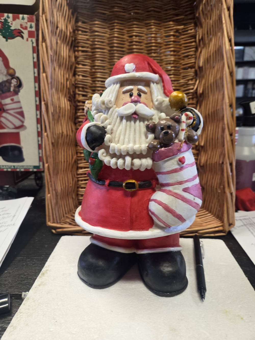 Festive Santa Figurine Holiday Decor - Red and White